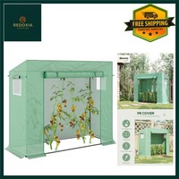 Walk-in Garden Greenhouse with Pent Roof, Roll-Up Door, Green, 200 x 76 x 168 cm