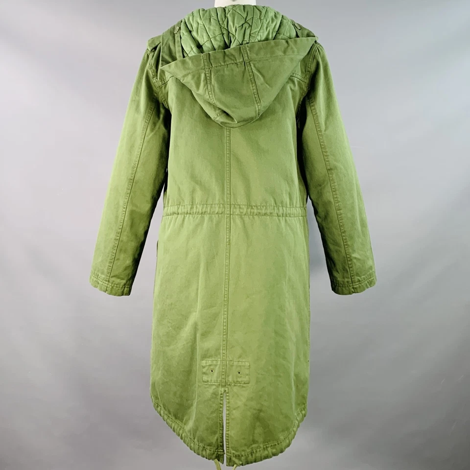 MARC by MARC JACOBS Taglia M Cotone Verde Trapuntato Cappuccio Zip Up Cappotto - Immagine 3 di 4