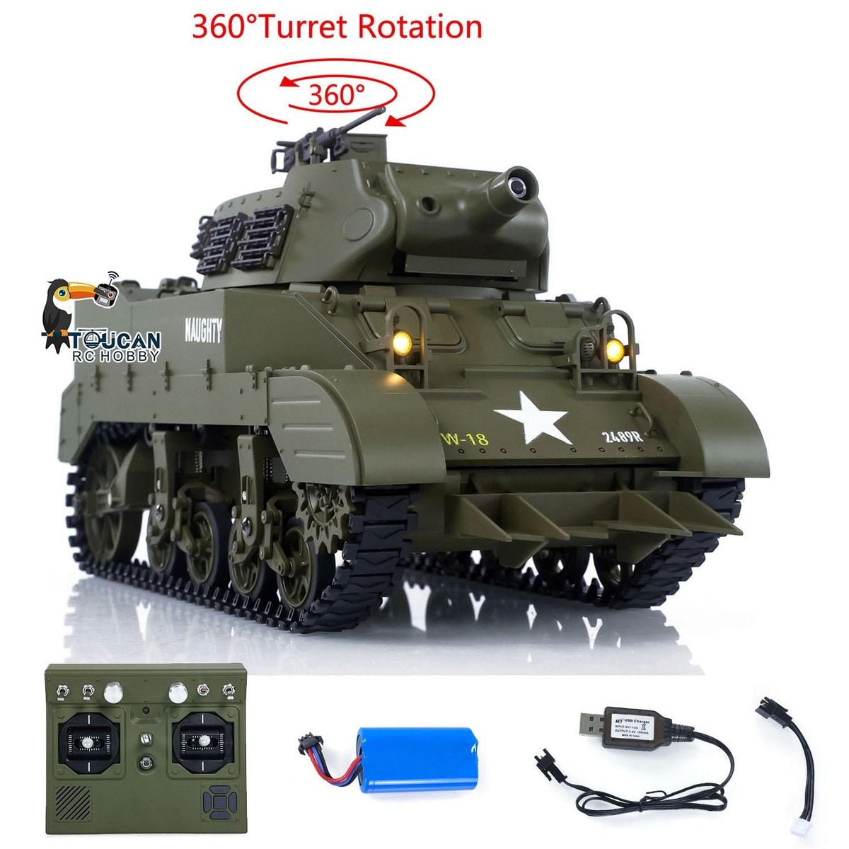 1/16 CoolBank RC Tank M8 HMC Scott Battle Tank 360° Turret Rotary