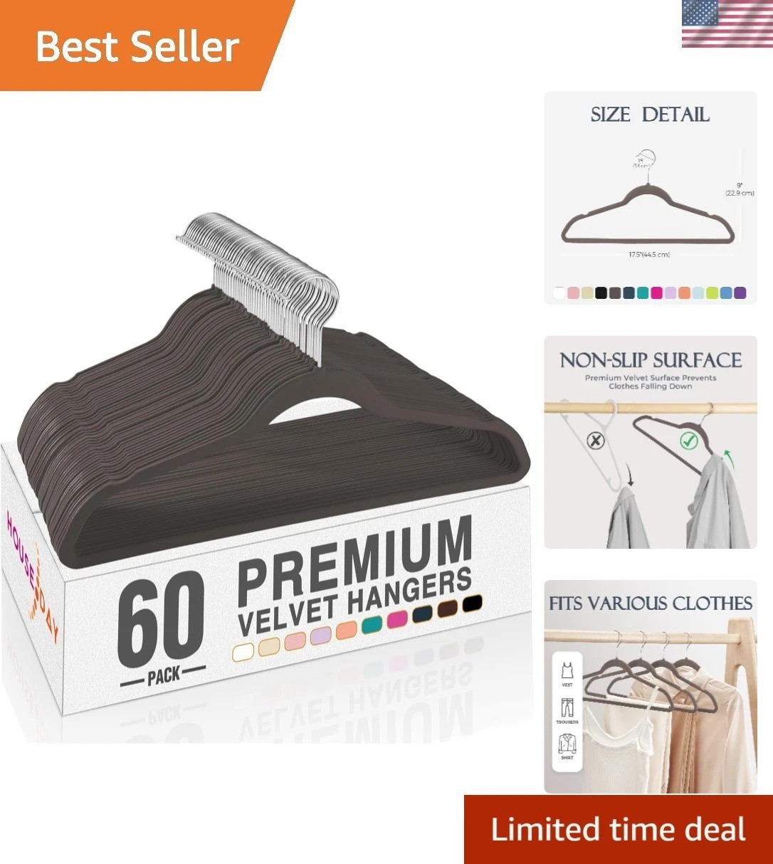 Luxury 60 Pack Velvet Hangers with Anti-Slip Design for Optimal Clothing Care