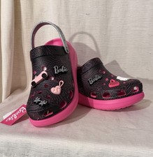 Barbie Crocs Clog Black Pink with Jibbitz Women 15/Men 13 for Wear or Decor