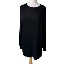 REFORMATION Dropped Shoulder Crewneck Long Sleeve Sweater Dress Medium Black 