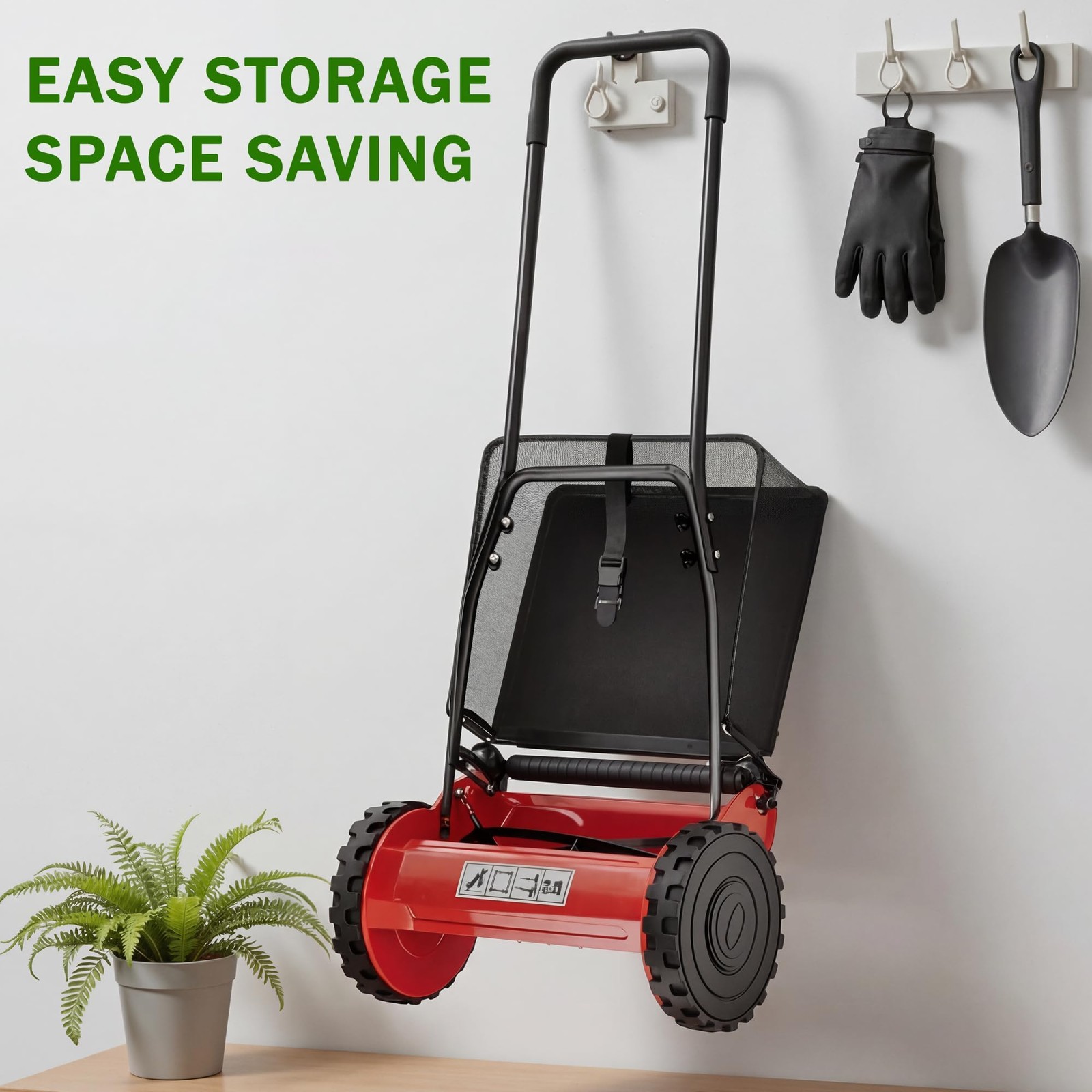 14' Manual Push Reel Lawn Mower 5-Blade Adjustable Height Grass Catcher 2 Wheels