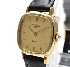 Vintage N MINT Longines 153 7053 Gold Dial Square 22mm Qz Ladies Watch JAPAN