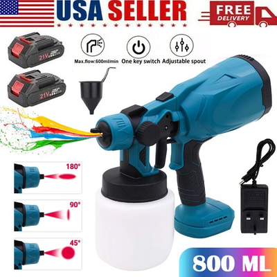 #ad High Pressure Cordless Paint Sprayer Electric Airless HVLP Spray Gun 2 Battery $40.99