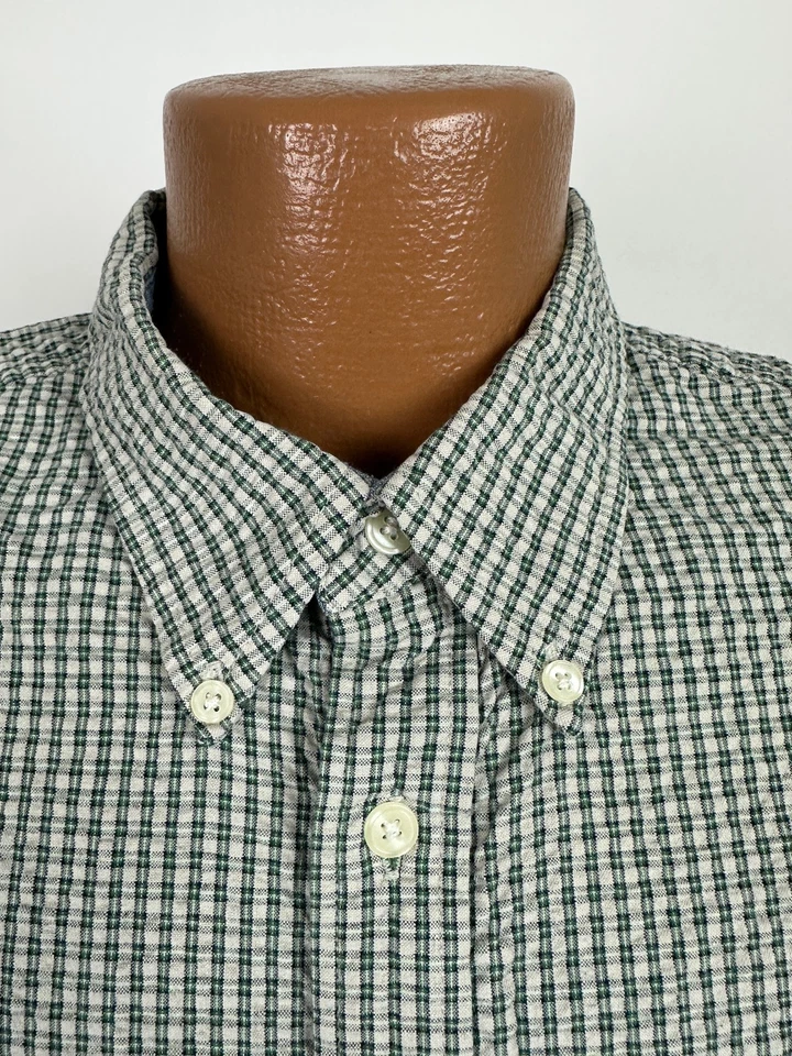 Vintage 90s Seersucker Shirt Men XL Button Down Pucker Green Check John Ashford - Image 4 of 4