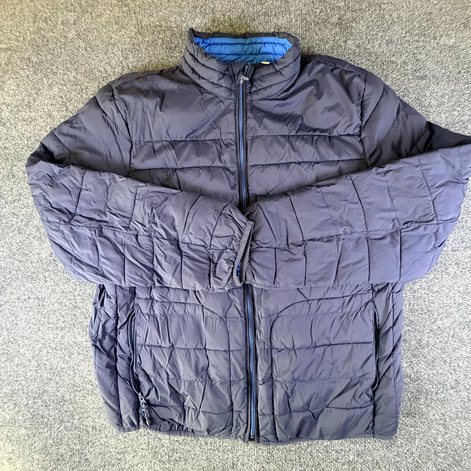 Gap Puffer Jacket Mens XL Navy Blue Nylon Quilted Lightweight Full Zip Insulated