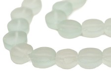 Clear Aqua Flat Circular Java Recycled Glass Beads 18mm Indonesia Sea Glass