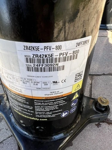 COPELAND SCROLL COMPRESSOR model ZR42K5E - PFV -800 Year 2024-220v single ph R22