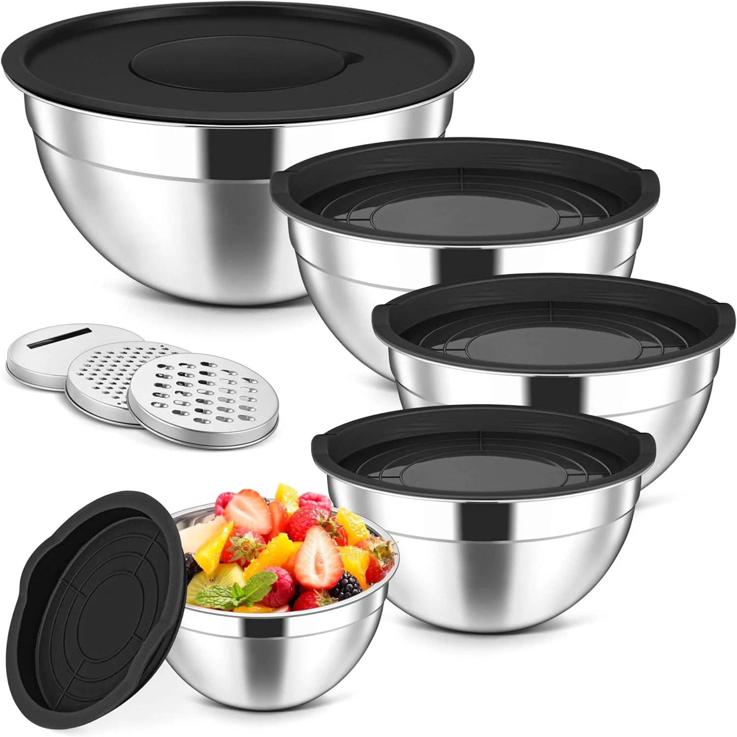 5-Piece Mixing Bowls with Airtight Lids, 3 Grater Attachments, Stainless Steel S
Opens in a new wind