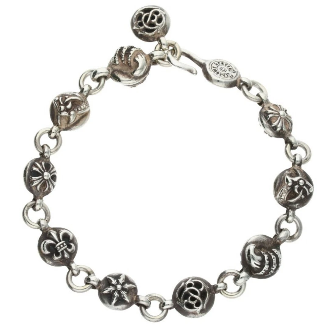 CHROME HEARTS Bracciale Uomo Cromo Cuori N.2 Multi Palline #2 Argento Usatodeecba33dadf017e