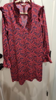 H&M Beautiful Reddish Pink & blue purple Print Dress Size 8 POCKETS New