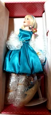 *NIB VTG PARADISE  GALLERIES PORCELAIN DOLL  13" TALL PLAYS  "HELLO MARY LOU"