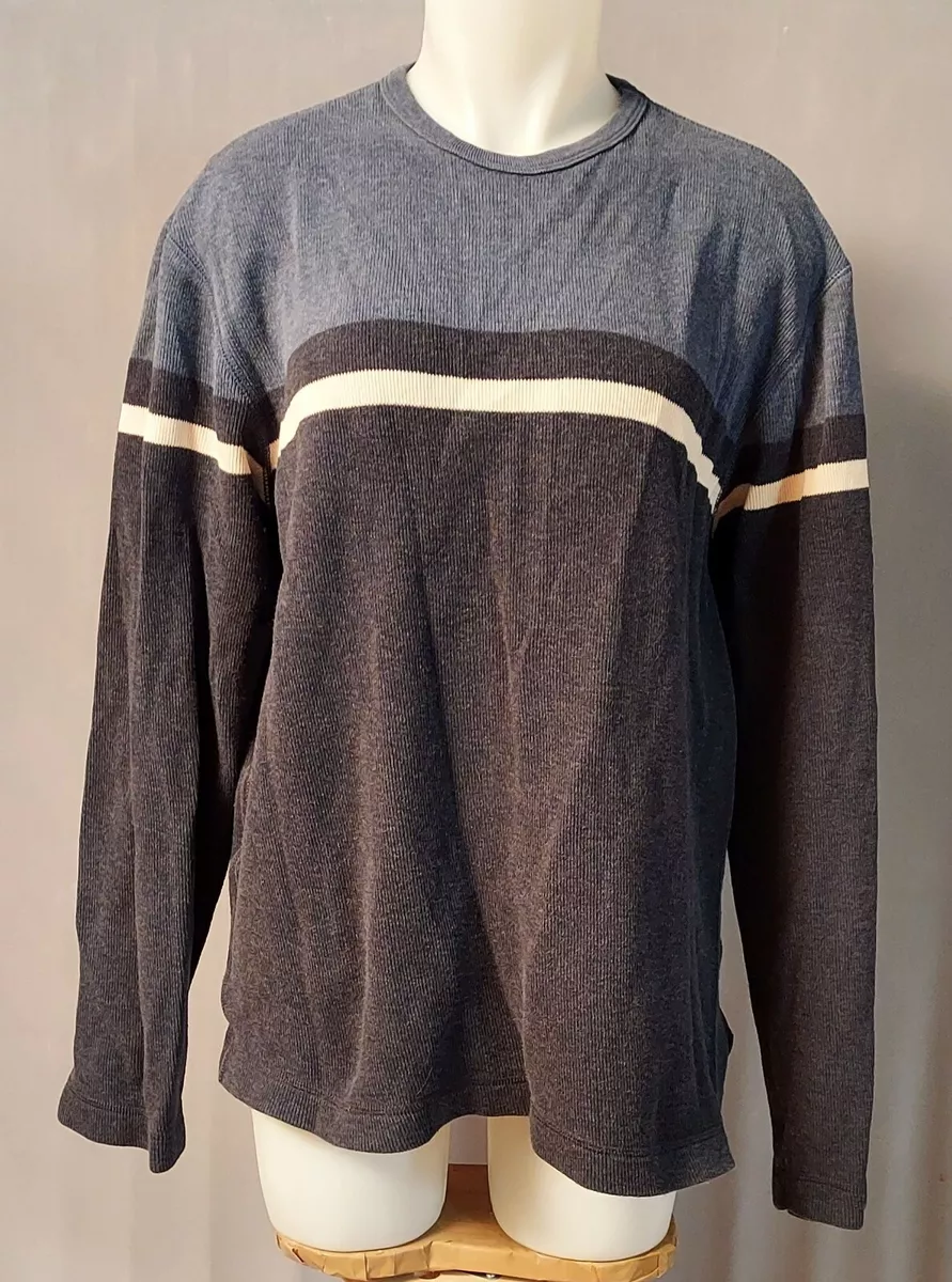 Banana Republic - ladies blue gray white stripe ls cotton sweater - size M