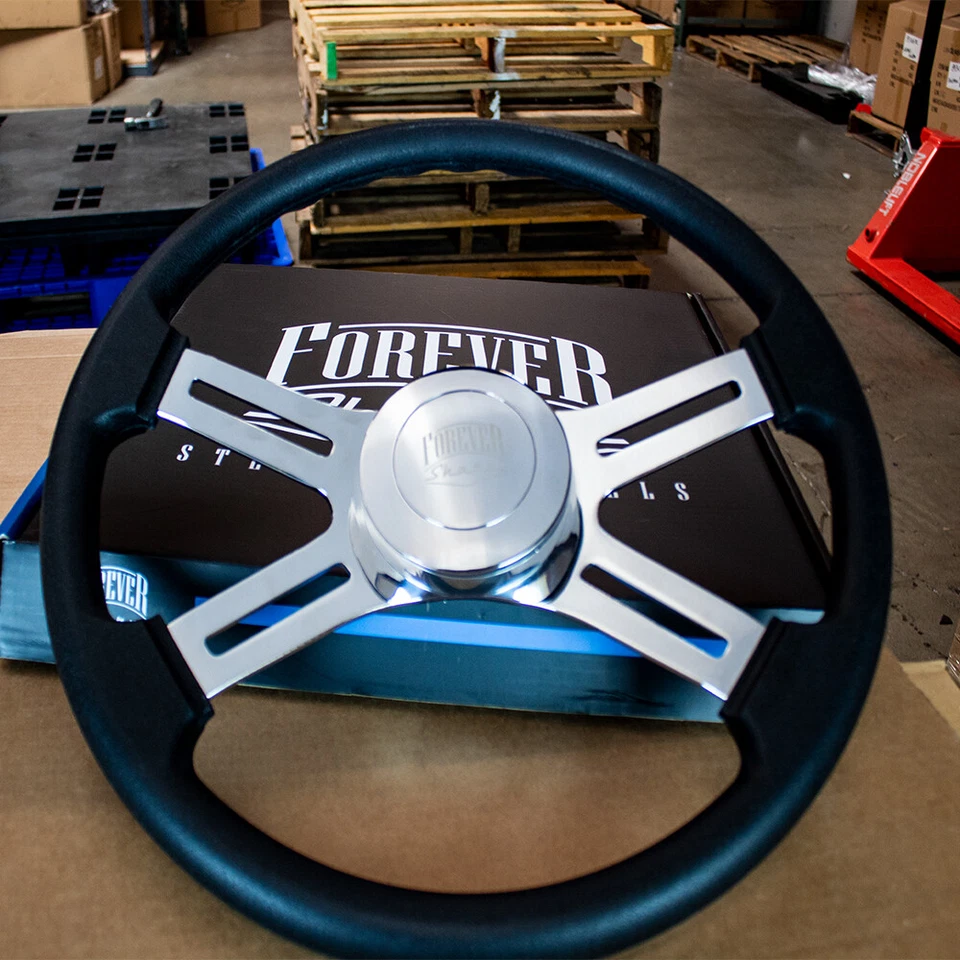 Volante de poliuretano negro de 18" con bocina lisa para Freightliner 96-06 Foto 2 de 4