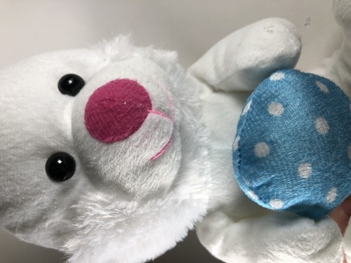 Plush Bunny Rabbit White Blue Polka Dot Egg Easter 11” Stuffed Animal Toy - Picture 9 of 9