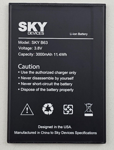 OEM SKY Devices 3000mAh 11.4Wh 3.8V Li-ion Battery Replacement for SKY Elite B63