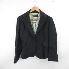 Pocket Venus 100% Silk Textured Jacket Ladies Uk 14 Black Smart Occasion Button