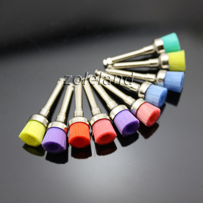 100 PCS Mixed Color Nylon Latch Flat Polishing Polisher Prophy Bowl Dental Brush