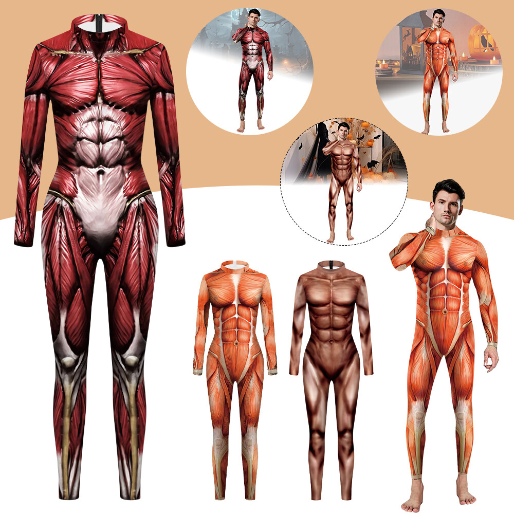 Herren Halloween Overall - 3D Muskel Print Jumpsuit