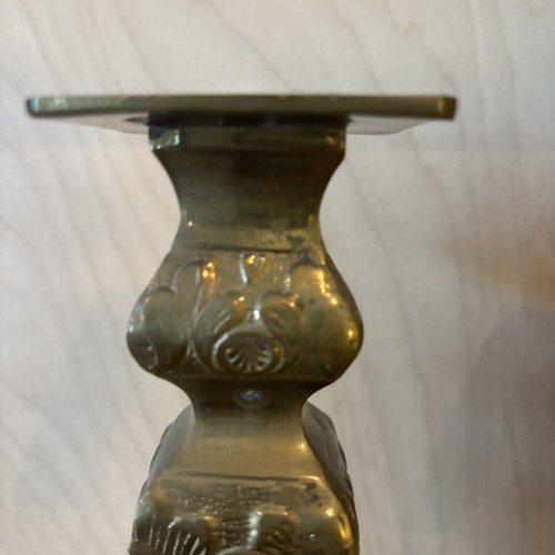 Vintage Textured Brass Candlestick Candle Holder Pair 8.5" - Picture 8 of 11