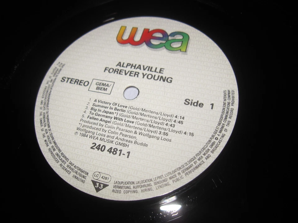 Vinyl 12“ Alphaville – Forever Young – WEA 240 481-1, 1984 - Bild 4 von 4