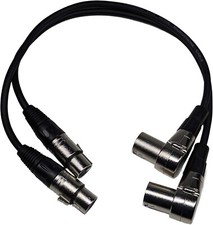 Right Angle Male XLR to Straight Female XLR Plug Cable, 3-Pin to 3-Pin, 2 Pack