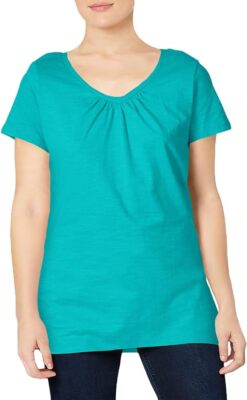 Hanes Shirred V-Neck Shirt Tee Women's Slub Jersey Light Cotton soft Pre Shrunk