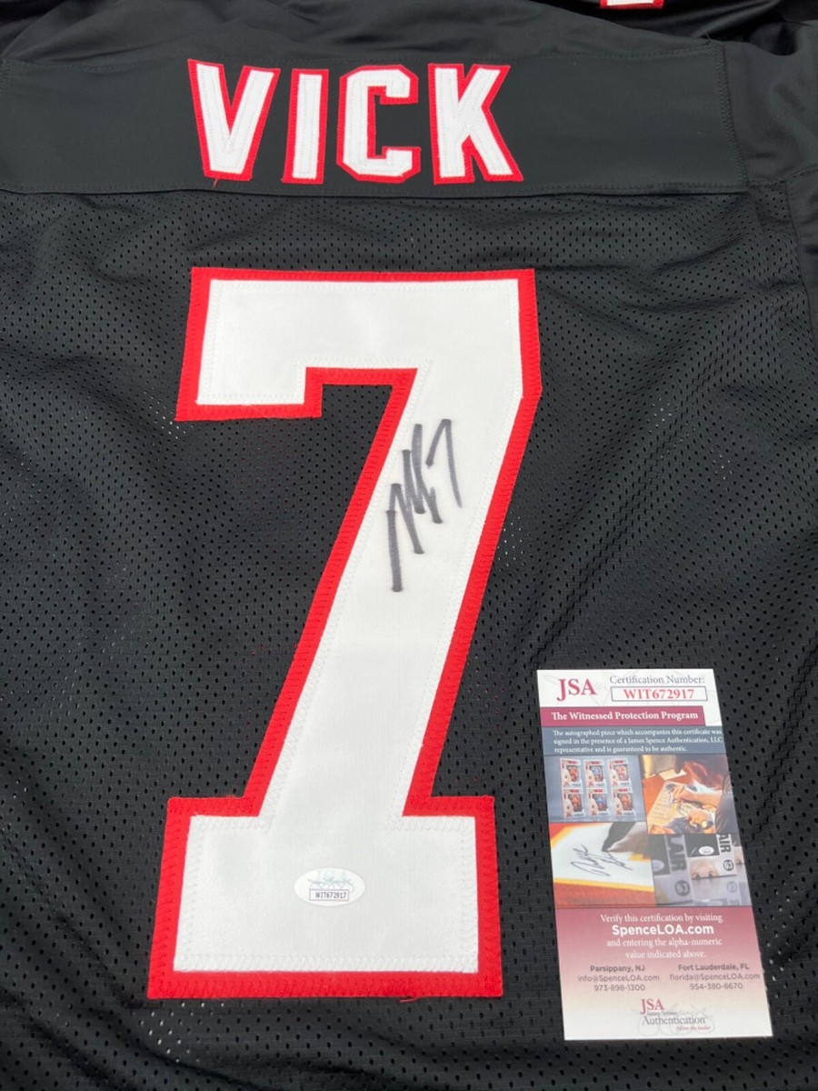 MICHAEL VICK ATLANTA FALCONS SIGNED THROWBACK CUSTOM JERSEY JSA