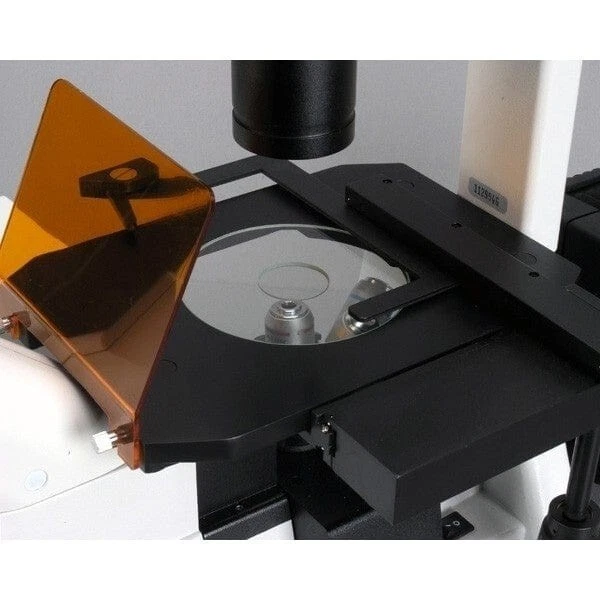 Microscopio trinocular de fluorescencia invertida AmScope 40X-800X + cámara obturadora de 5 MP Foto 3 de 4