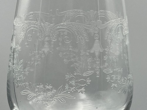 Four (4) Bohemia Crystal Cascade Etched Water Ice Tea Goblets Faceted Ball Stem - Picture 6 of 7
