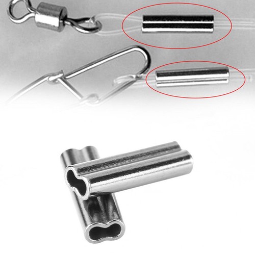 100pcs Double Fishing Sleeves Tube Barrel Copper Crimping Wire Connectors Tackle - Picture 3 of 10