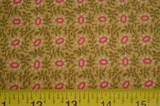 By 1/2 Yd, Pink & Olive Calico on Old-Gold, Andover/Bella Bliss/Nanneman, B121