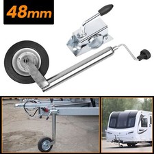 New Heavy Duty Caravan Jockey Wheel & Clamp 48MM Trailer Plastic Rim Wind Handle