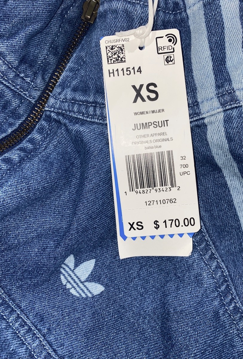 ADIDAS ORIGINALS Adicolor Denim Bahia Blue Jumpsuit Romper NEW