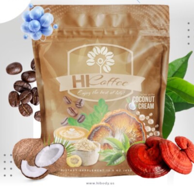 Hibody- HICoffee, con colageno y 150 poderosos anti oxidantes, y crema de coco.