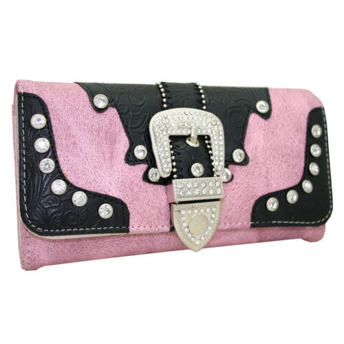 Western Trifold Rhinestone Wallet - Picture 4 of 9