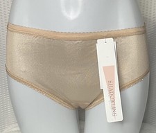 Shadowline VTG Style Bikini Panty Shiny Nylon Sissy Sheer Size 5 11042 Nude