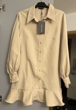 Women’s beige pretty little thing frill hem dress size 12 