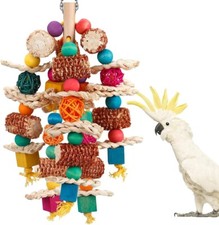 Parrot Toys Bird Toys Natural Corn Cob for Macaws with Wooden Blocks