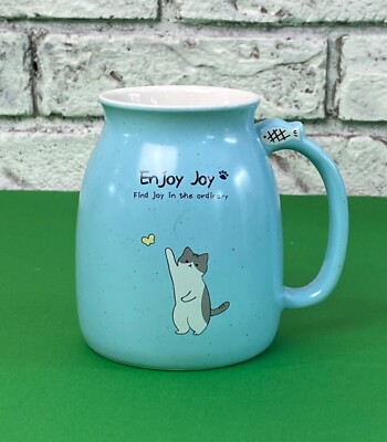 Enjoy Joy Find The Joy In The Ordinary Blue Coffee Mug 12 oz Cat Lovers Cup