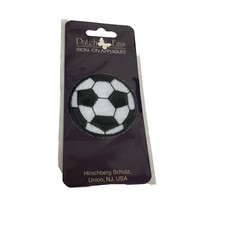 Vintage Iron On Embroidered Soccer Ball Patch Iron On Soccer Appliques 2"
