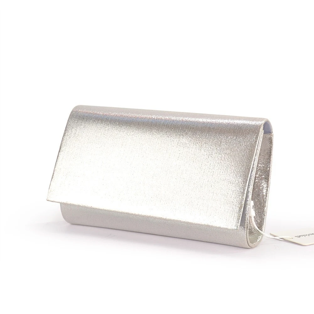 Pochette Cerimonia Donna Argento Elegante con Catenella e Calamita – A-2475- ARGENTO