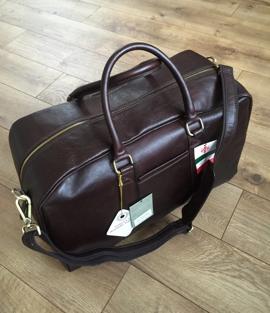 NWT LARGE Old Angler Leather Weekender Bag Luggage Overnight Gym