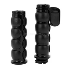 Black Motorcycle Cable Throttle Handlebar Hand Grips For Curiser Chopper Bobber