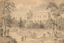 R.D. Tongue - 1844 Graphite Drawing, Italianate Country House