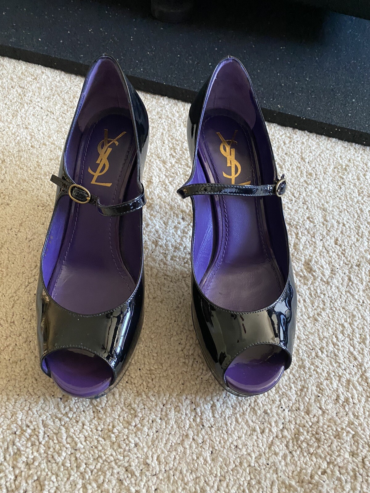 SAINT LAURENT YSL tribute tribtoo patent nero viola 38