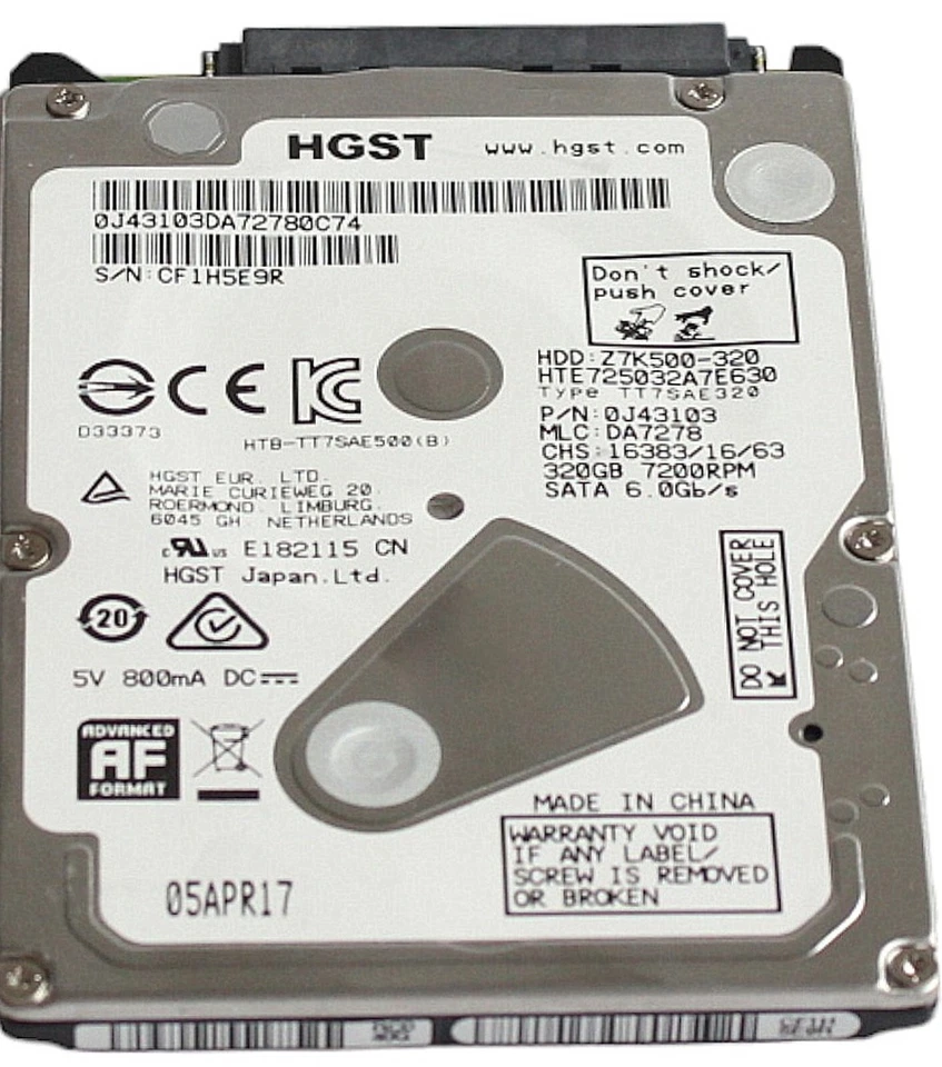 HGST HTE725032A7E630 | 320GB | SATA | 2.5" | intern | 7200rpm