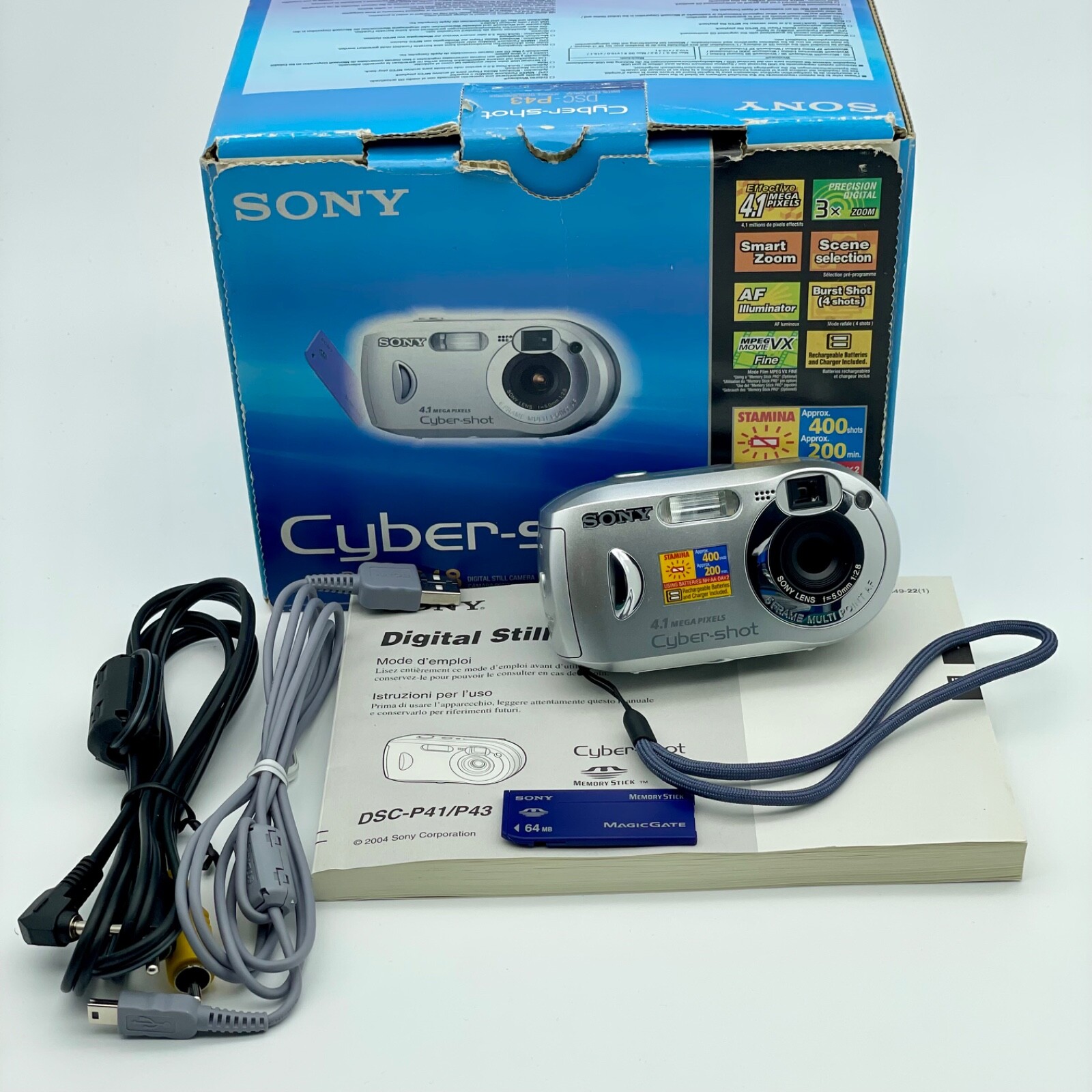 Sony Cybershot DSCP43 4.1MP Digital Camera Silver Tested eBay