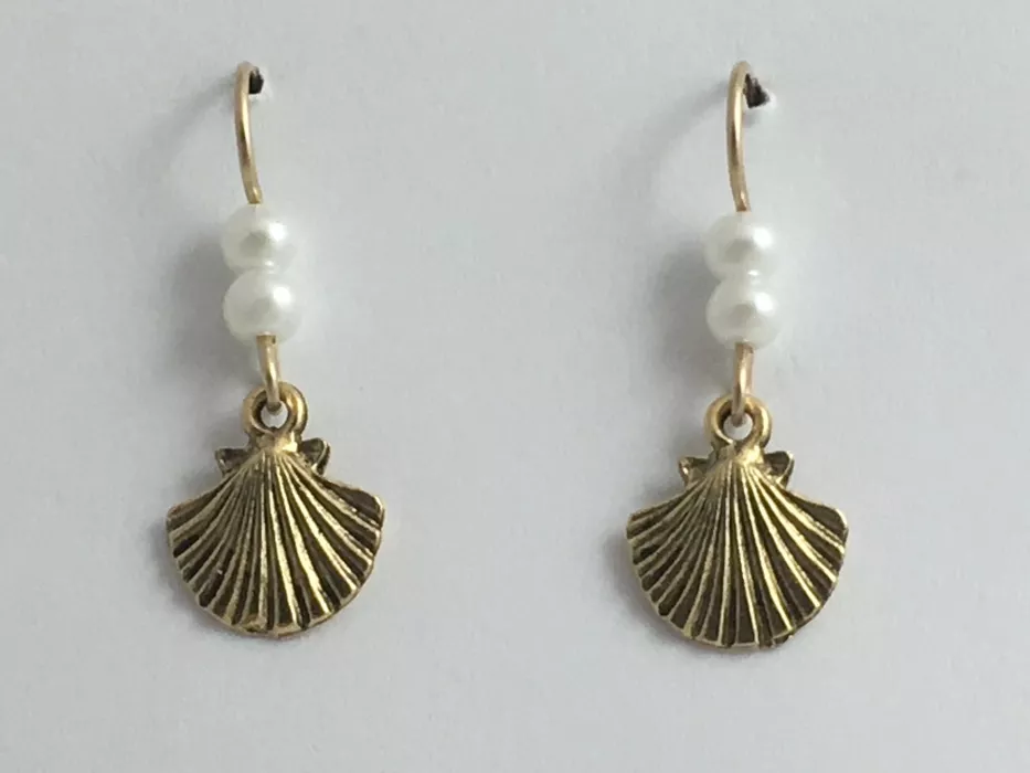 Goldtone Pewter 14K GF shell earrings ocean coast sea beach